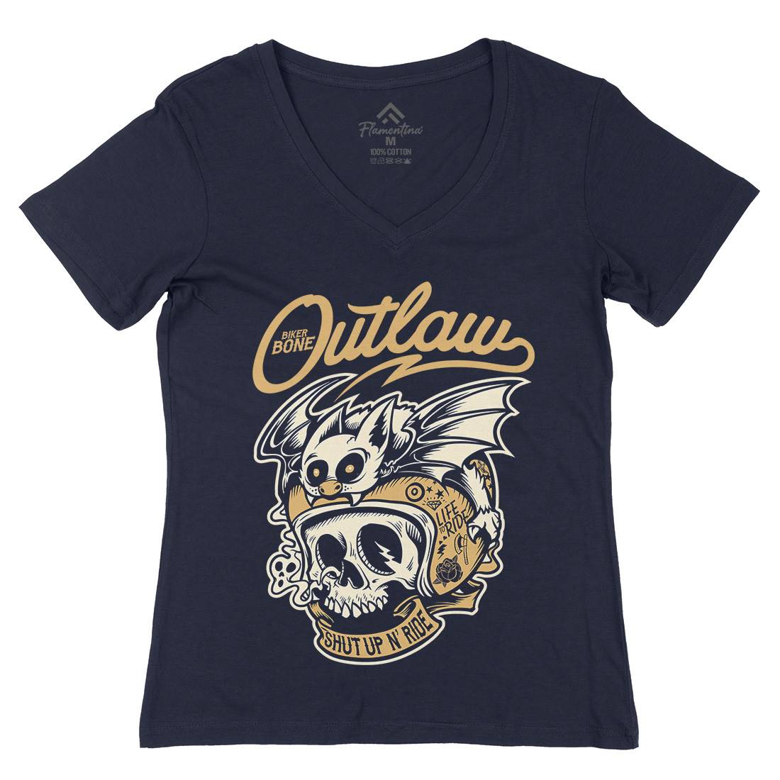 Outlaw Womens Organic V-Neck T-Shirt Motorcycles D063