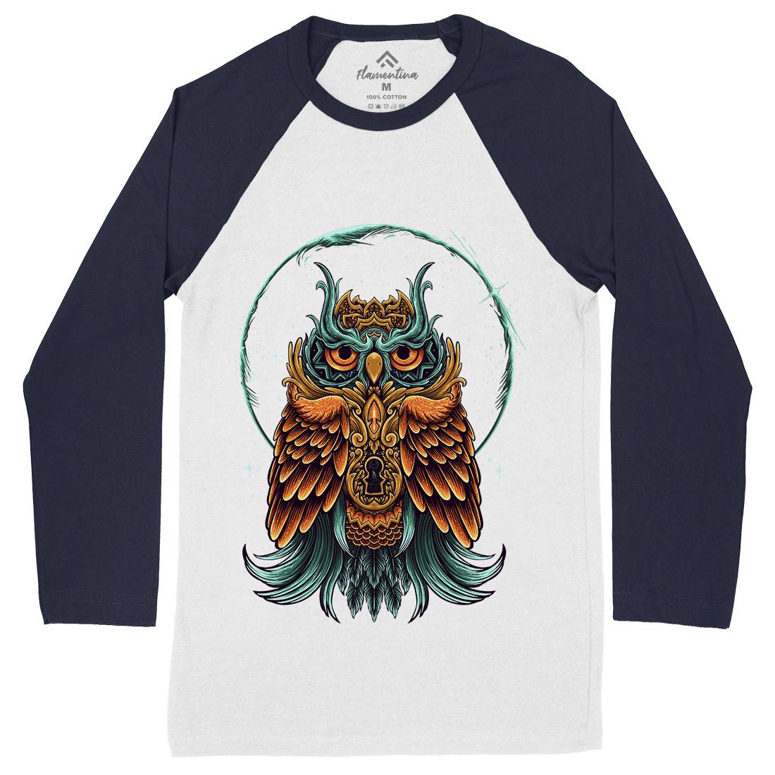 Owl Mens Long Sleeve Baseball T-Shirt Animals D064