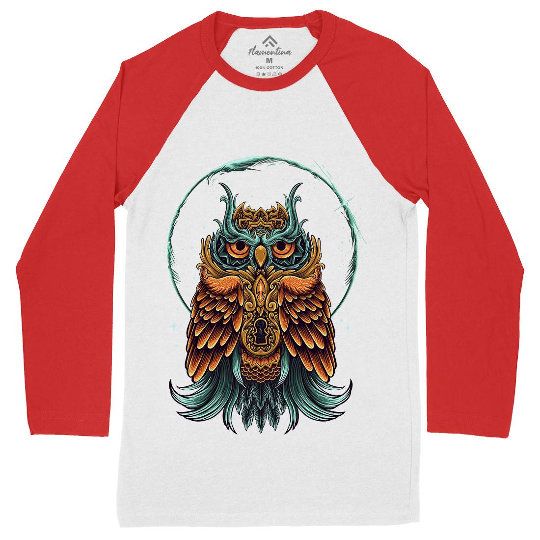 Owl Mens Long Sleeve Baseball T-Shirt Animals D064