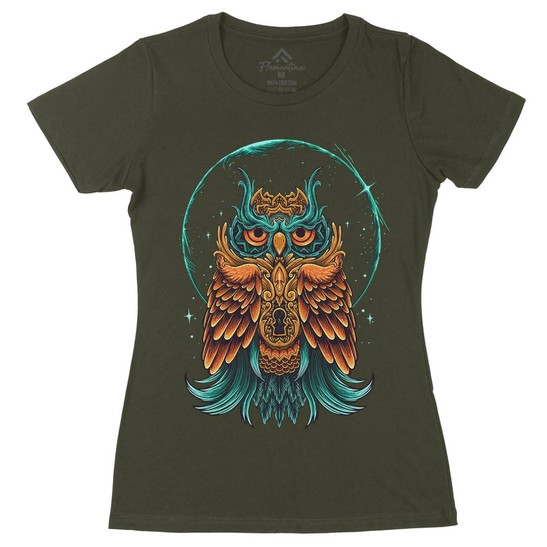 Owl Womens Organic Crew Neck T-Shirt Animals D064