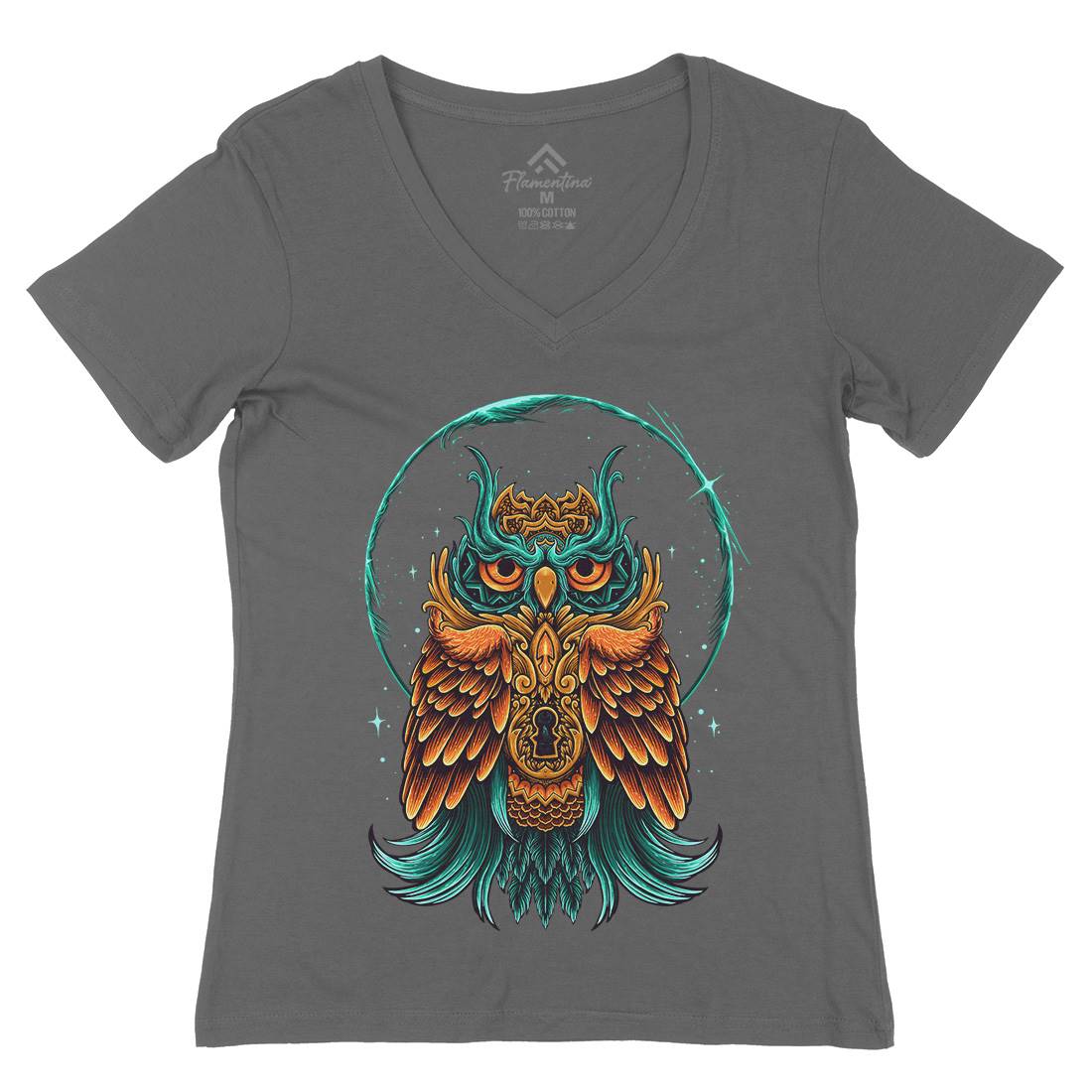 Owl Womens Organic V-Neck T-Shirt Animals D064