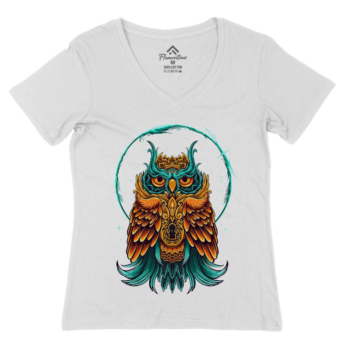 Owl Womens Organic V-Neck T-Shirt Animals D064