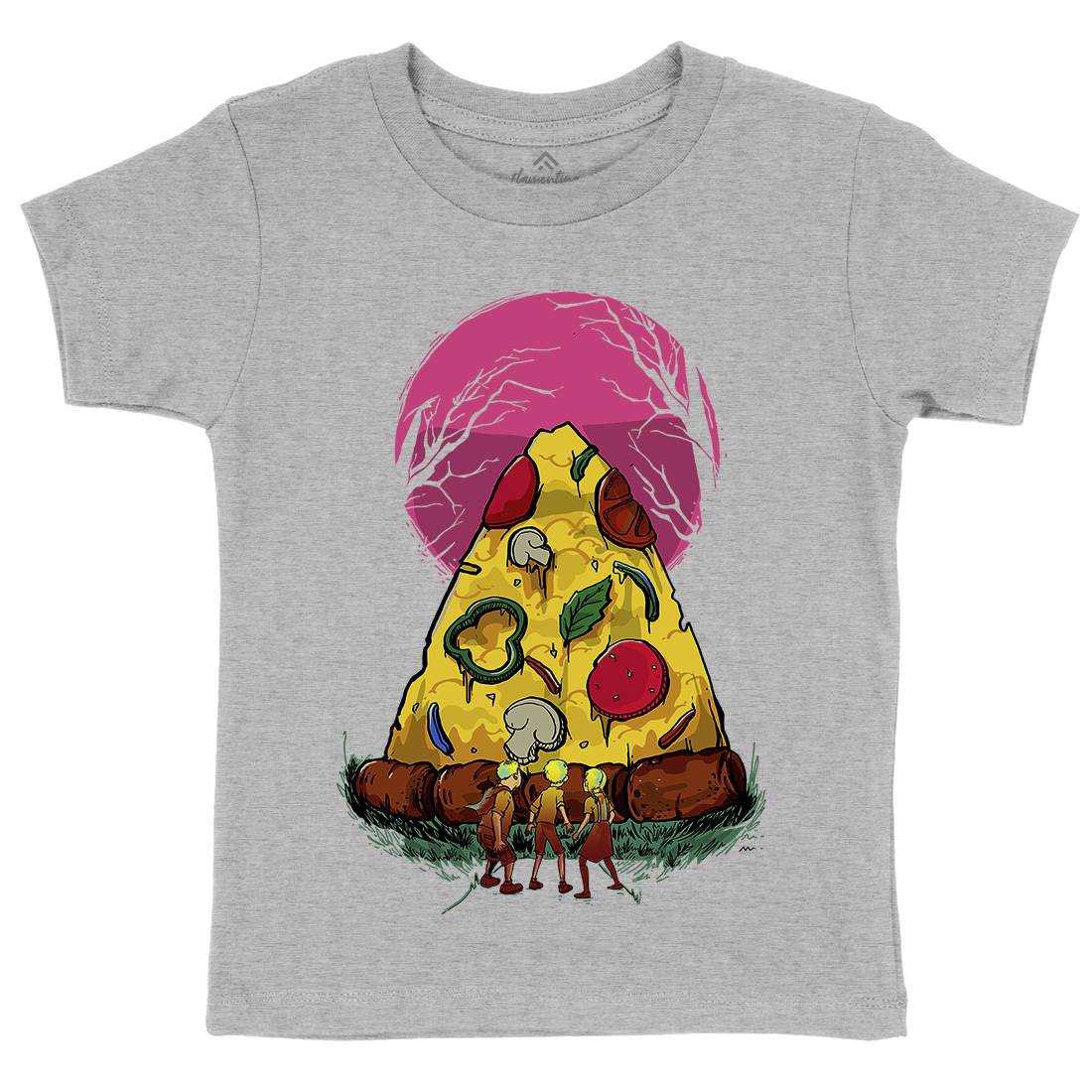 Pizza Monster Kids Organic Crew Neck T-Shirt Food D065