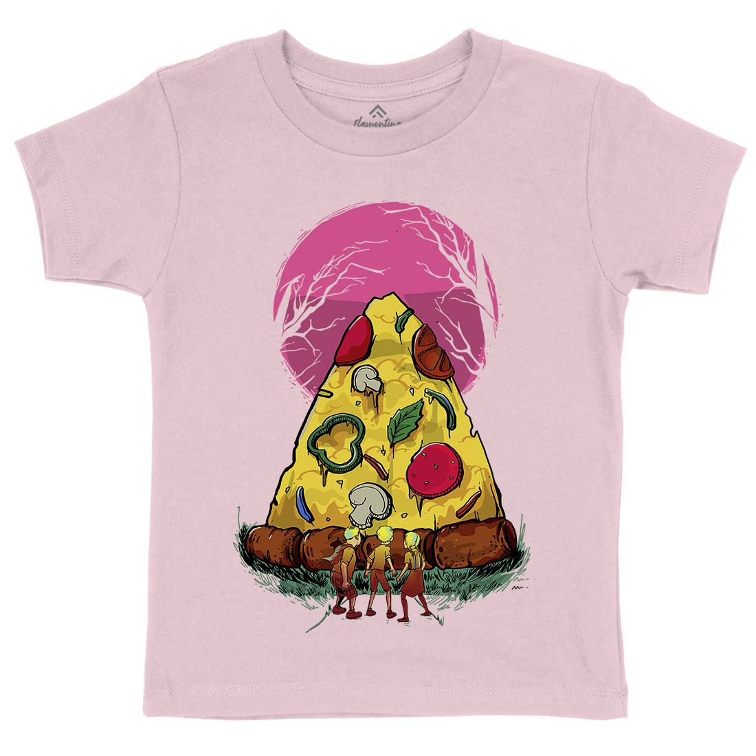 Pizza Monster Kids Crew Neck T-Shirt Food D065