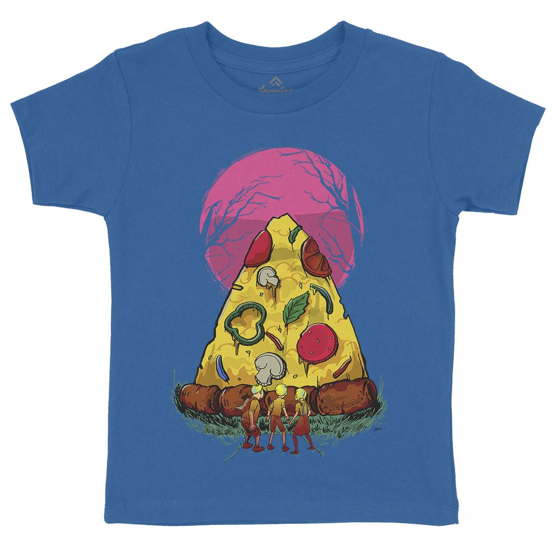 Pizza Monster Kids Crew Neck T-Shirt Food D065