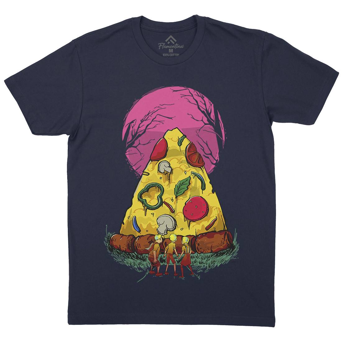 Pizza Monster Mens Crew Neck T-Shirt Food D065