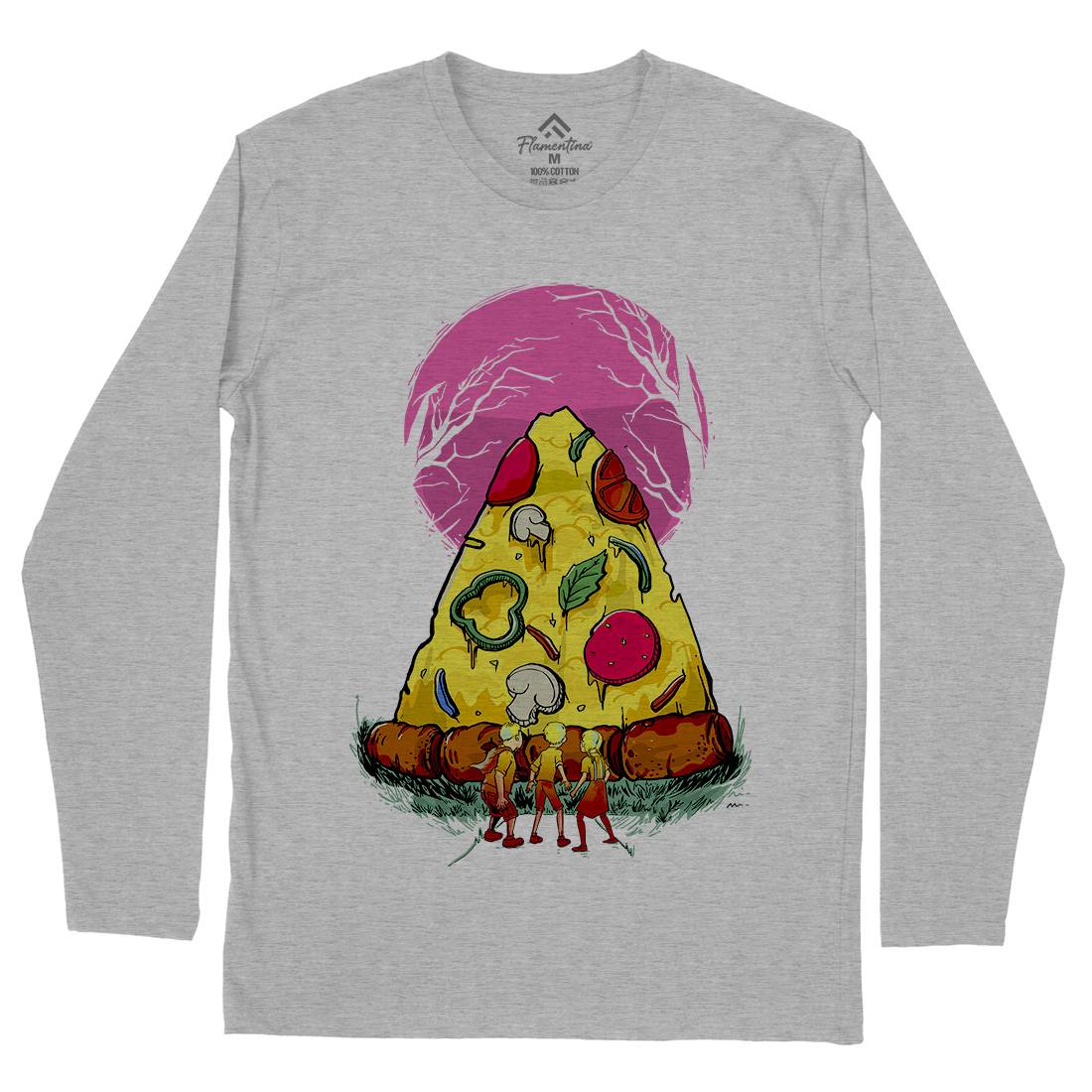 Pizza Monster Mens Long Sleeve T-Shirt Food D065