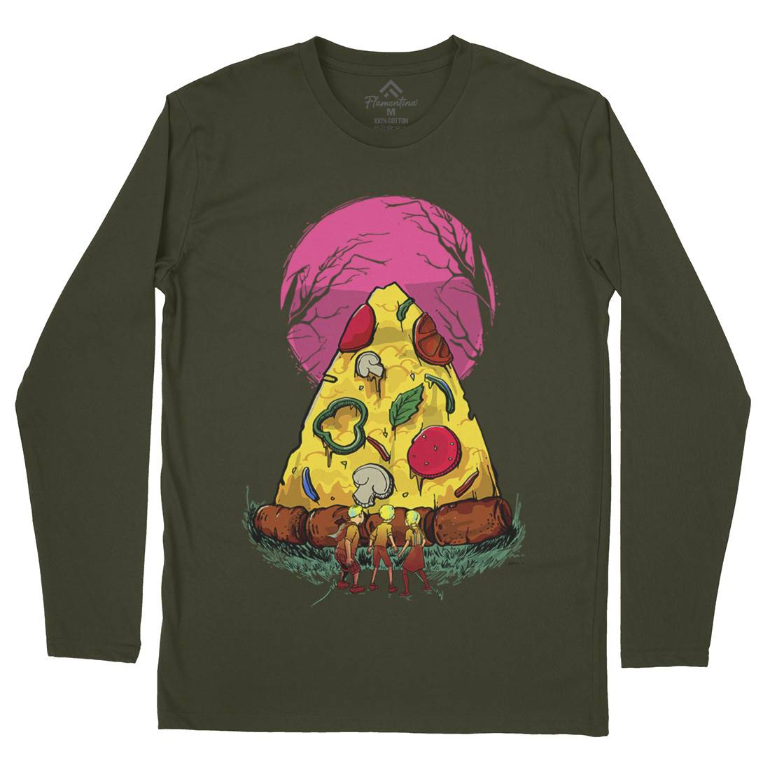 Pizza Monster Mens Long Sleeve T-Shirt Food D065