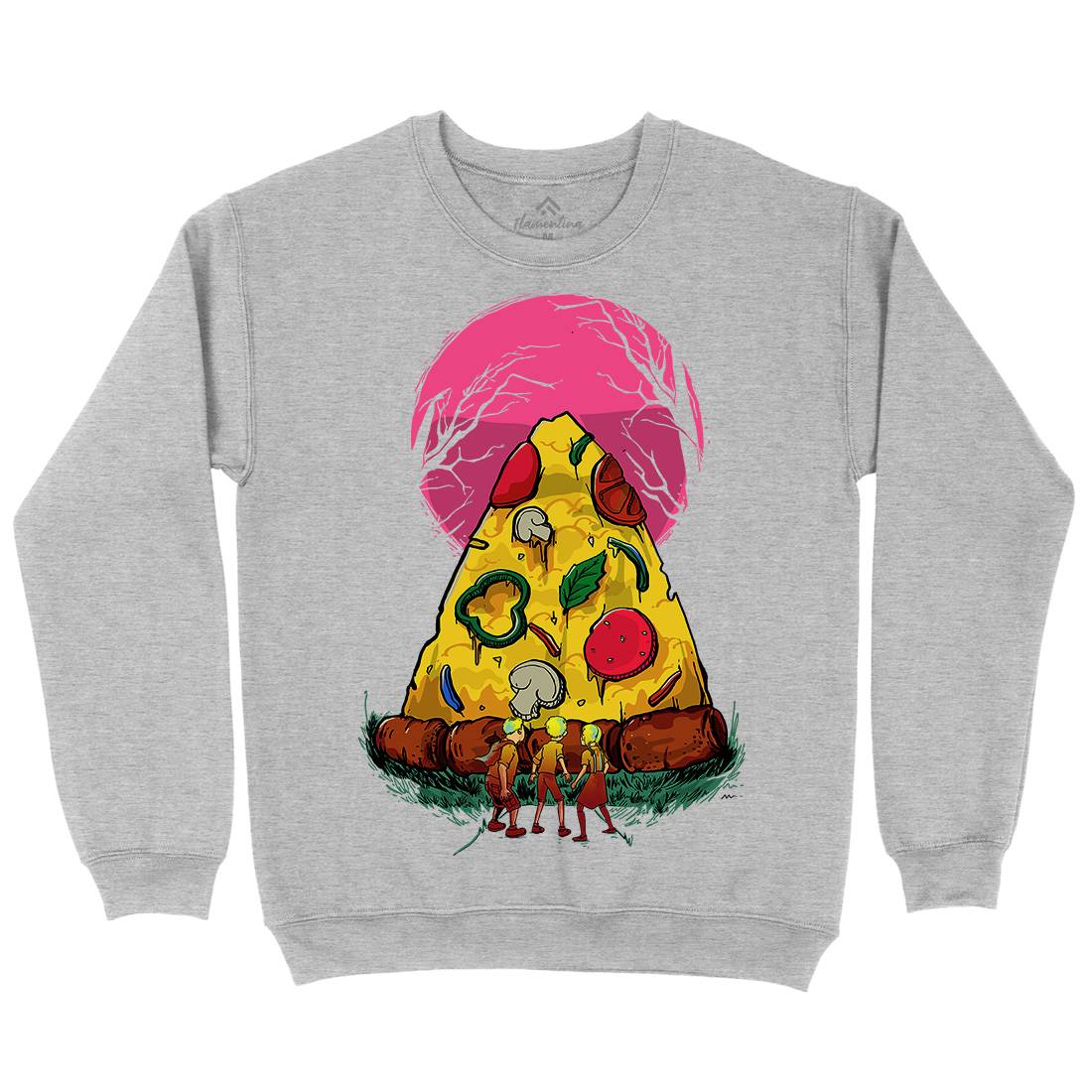 Pizza Monster Mens Crew Neck Sweatshirt Food D065