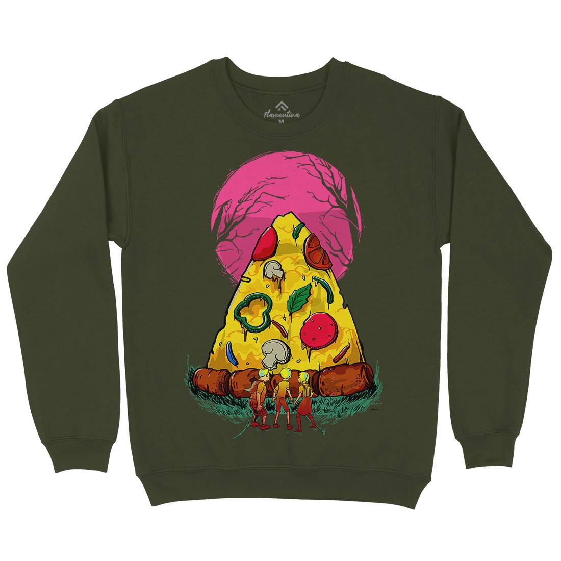 Pizza Monster Mens Crew Neck Sweatshirt Food D065