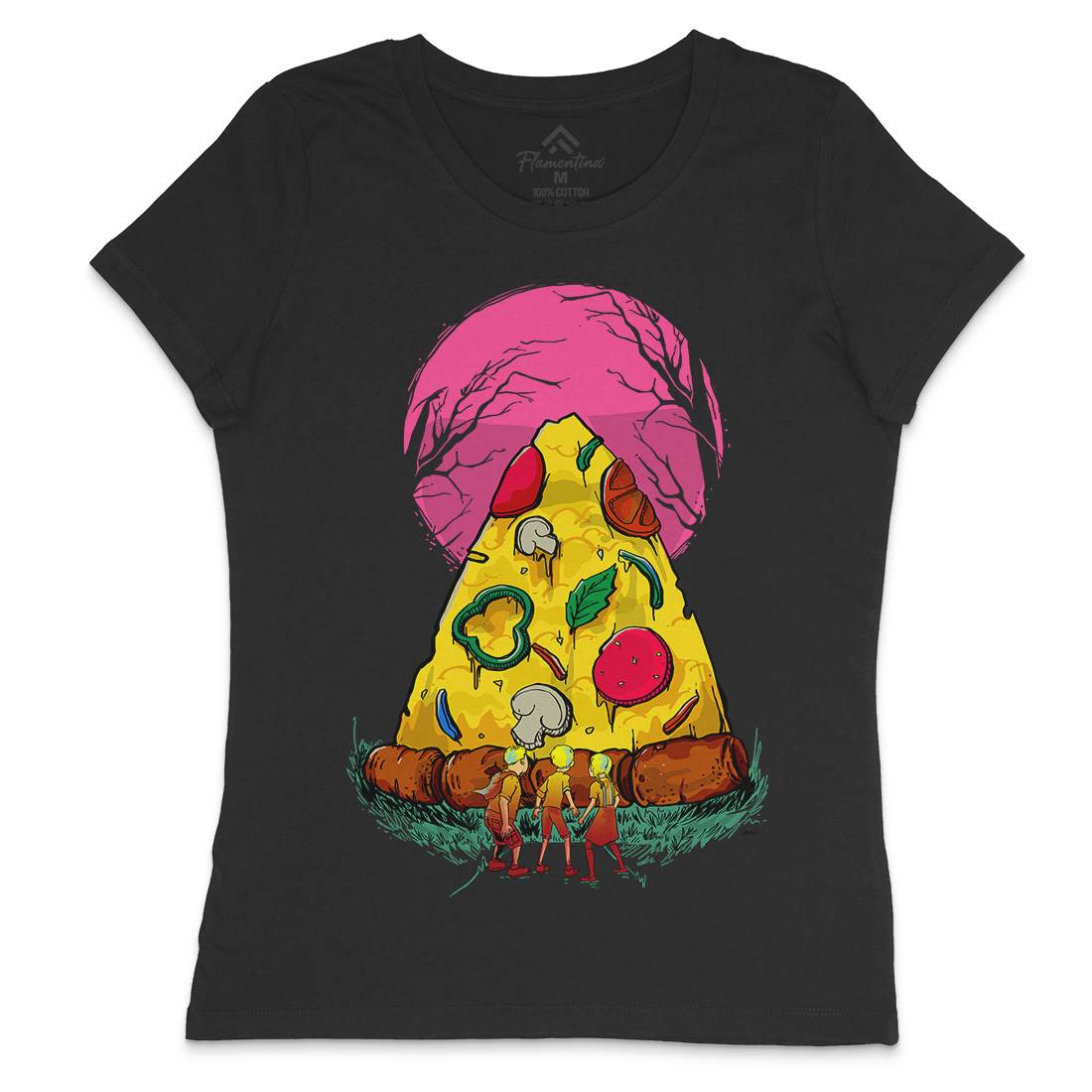 Pizza Monster Womens Crew Neck T-Shirt Food D065