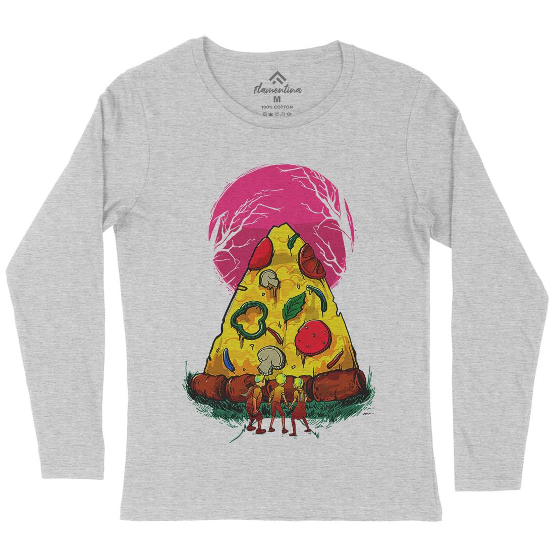 Pizza Monster Womens Long Sleeve T-Shirt Food D065