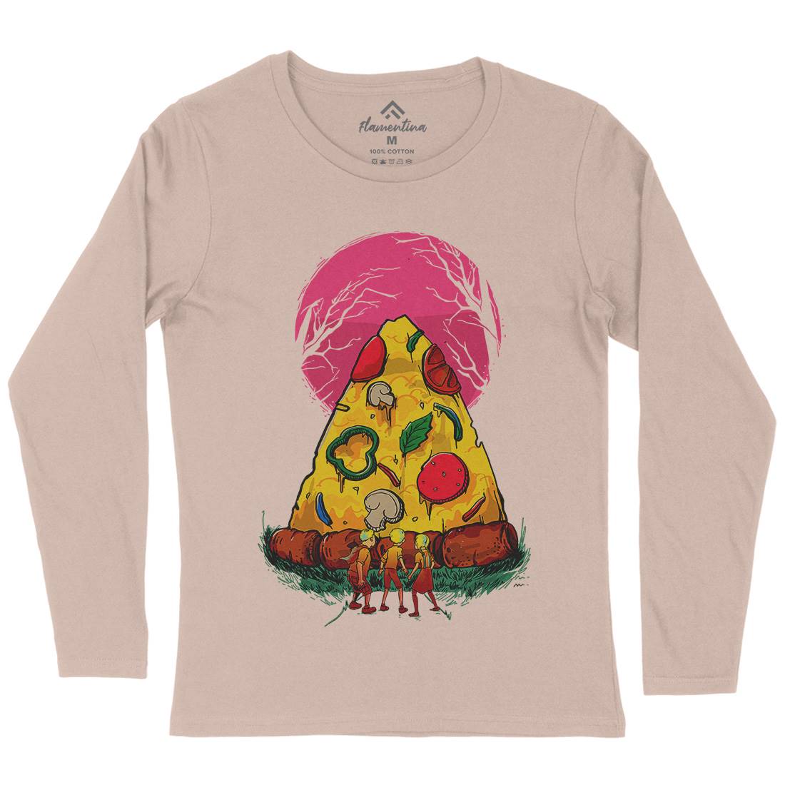 Pizza Monster Womens Long Sleeve T-Shirt Food D065