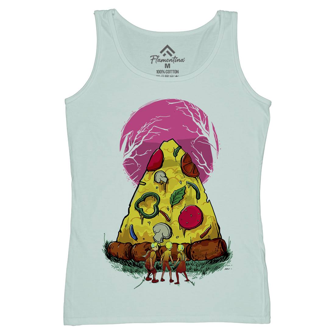 Pizza Monster Womens Organic Tank Top Vest Food D065