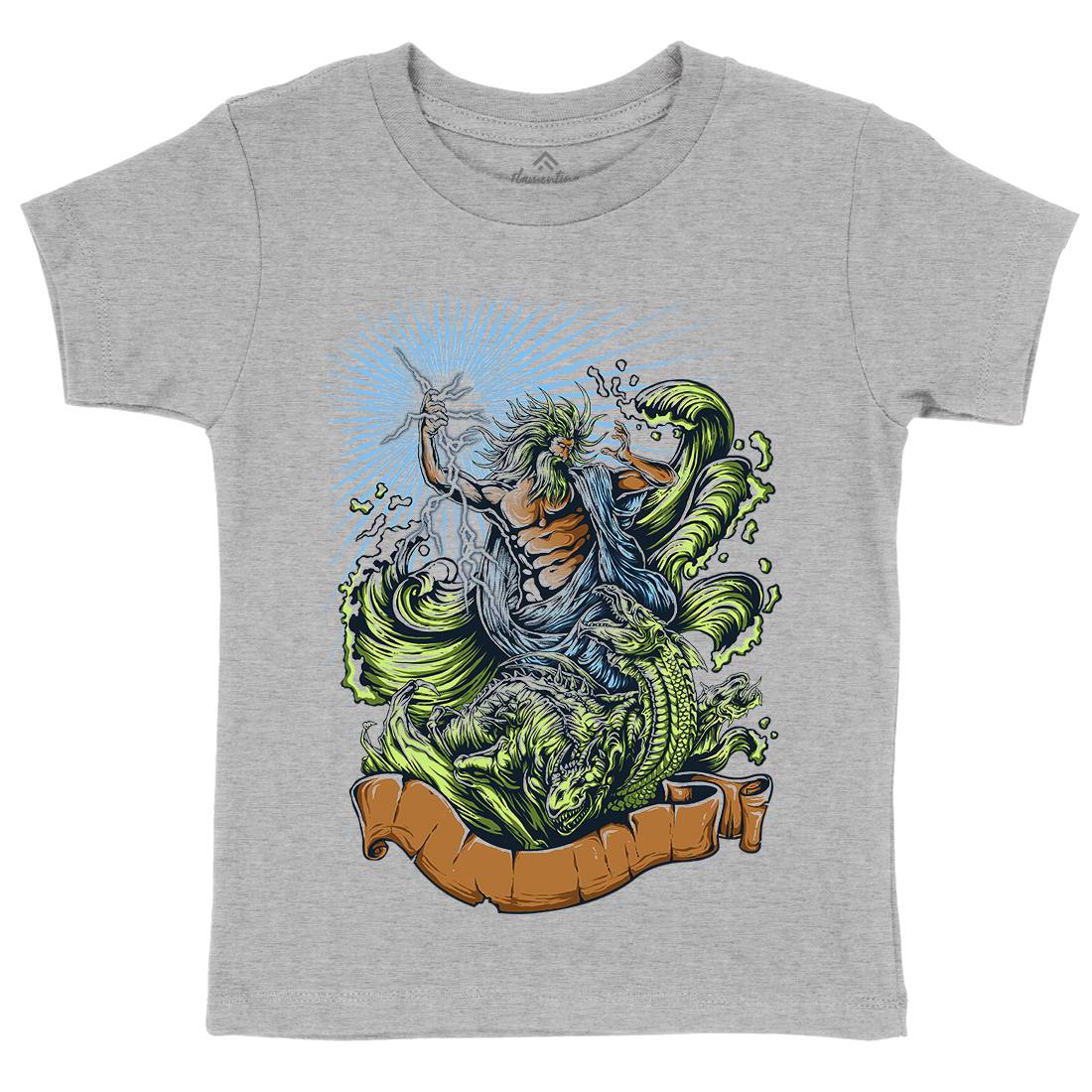 Poseidon Kids Crew Neck T-Shirt Navy D067