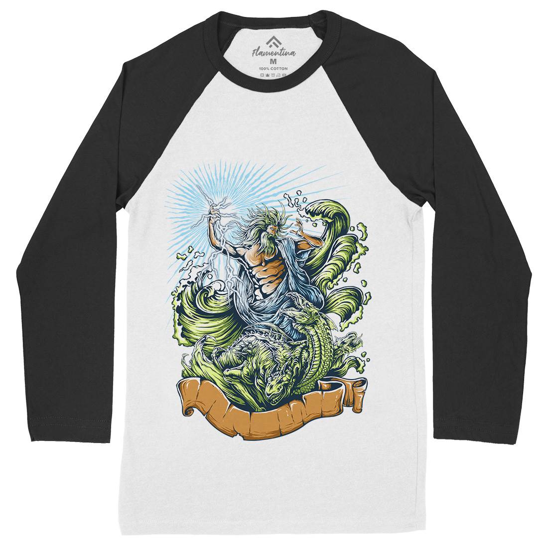 Poseidon Mens Long Sleeve Baseball T-Shirt Navy D067