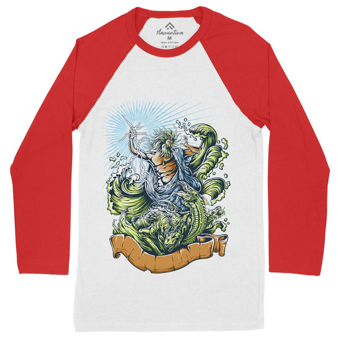 Poseidon Mens Long Sleeve Baseball T-Shirt Navy D067