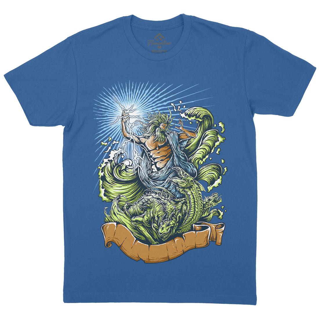 Poseidon Mens Organic Crew Neck T-Shirt Navy D067