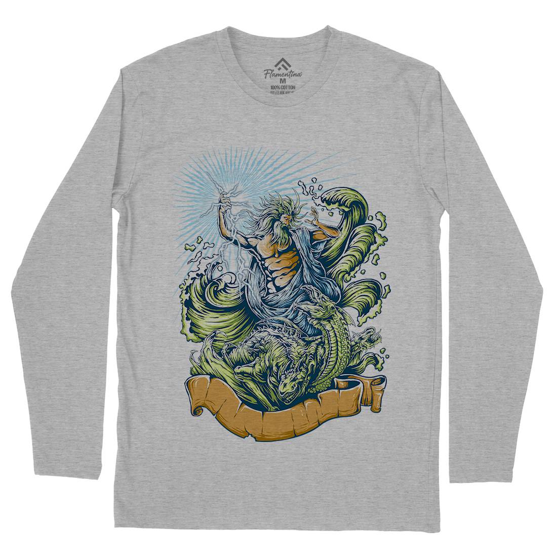 Poseidon Mens Long Sleeve T-Shirt Navy D067