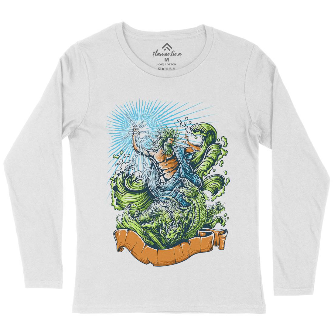 Poseidon Womens Long Sleeve T-Shirt Navy D067