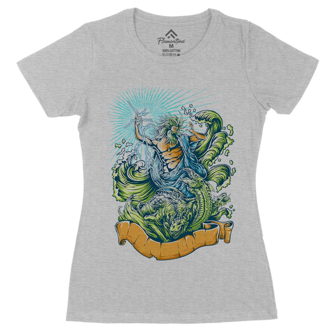 Poseidon Womens Organic Crew Neck T-Shirt Navy D067