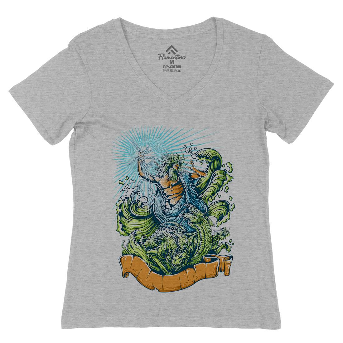 Poseidon Womens Organic V-Neck T-Shirt Navy D067