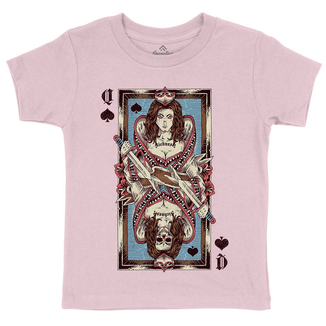 Queen Card Kids Crew Neck T-Shirt Horror D068