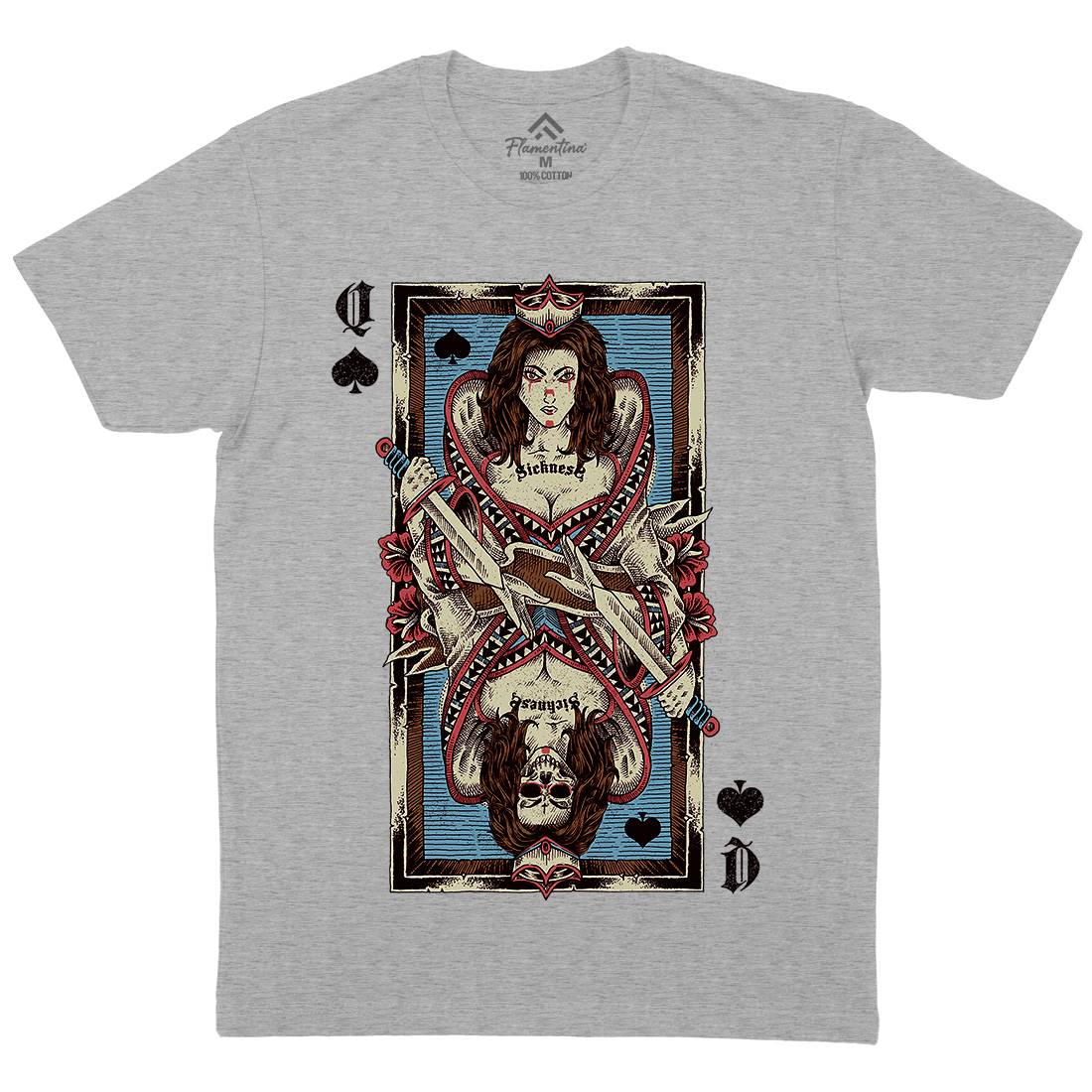 Queen Card Mens Crew Neck T-Shirt Horror D068