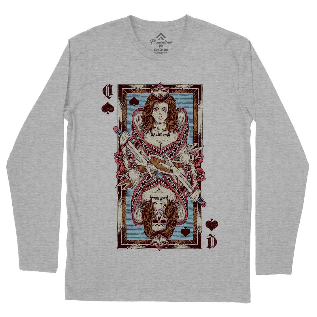 Queen Card Mens Long Sleeve T-Shirt Horror D068