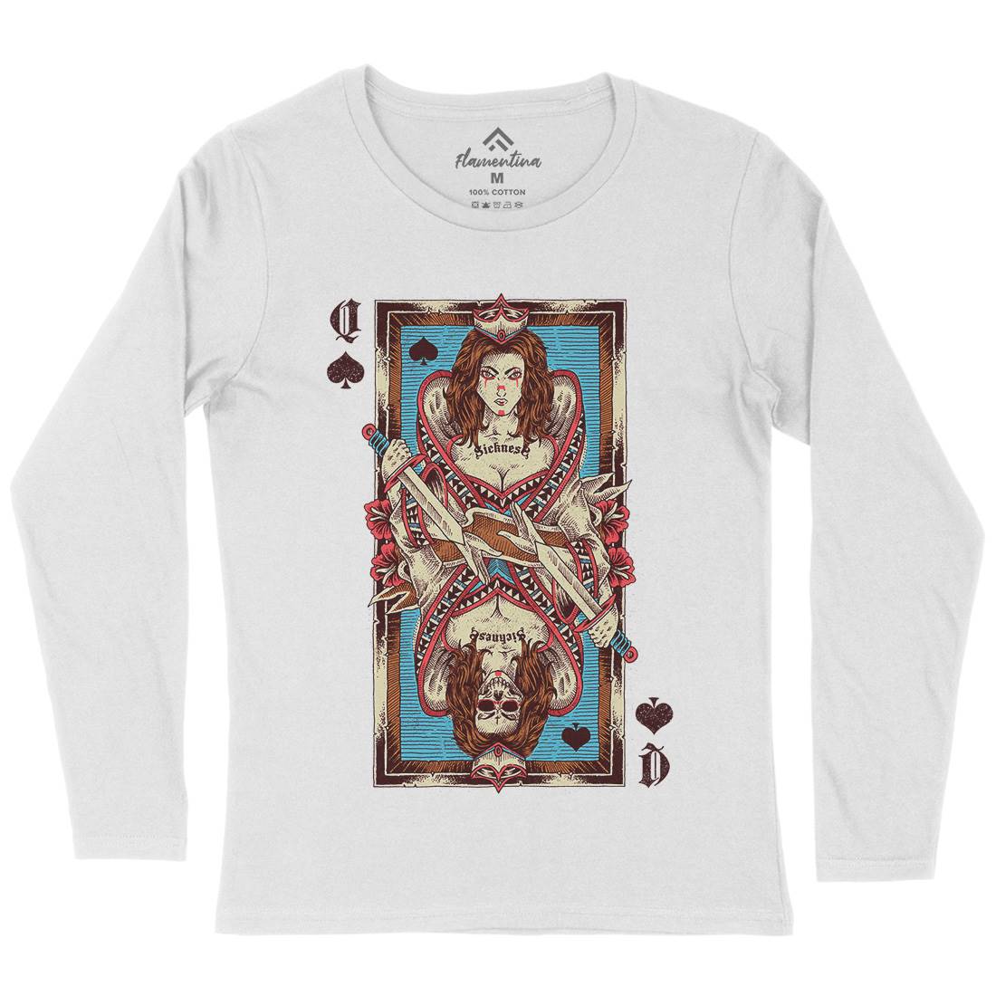 Queen Card Womens Long Sleeve T-Shirt Horror D068