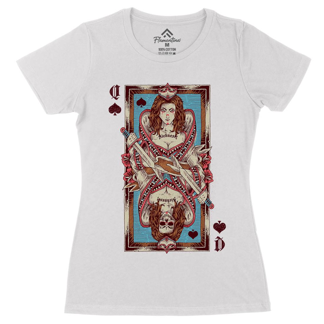 Queen Card Womens Organic Crew Neck T-Shirt Horror D068