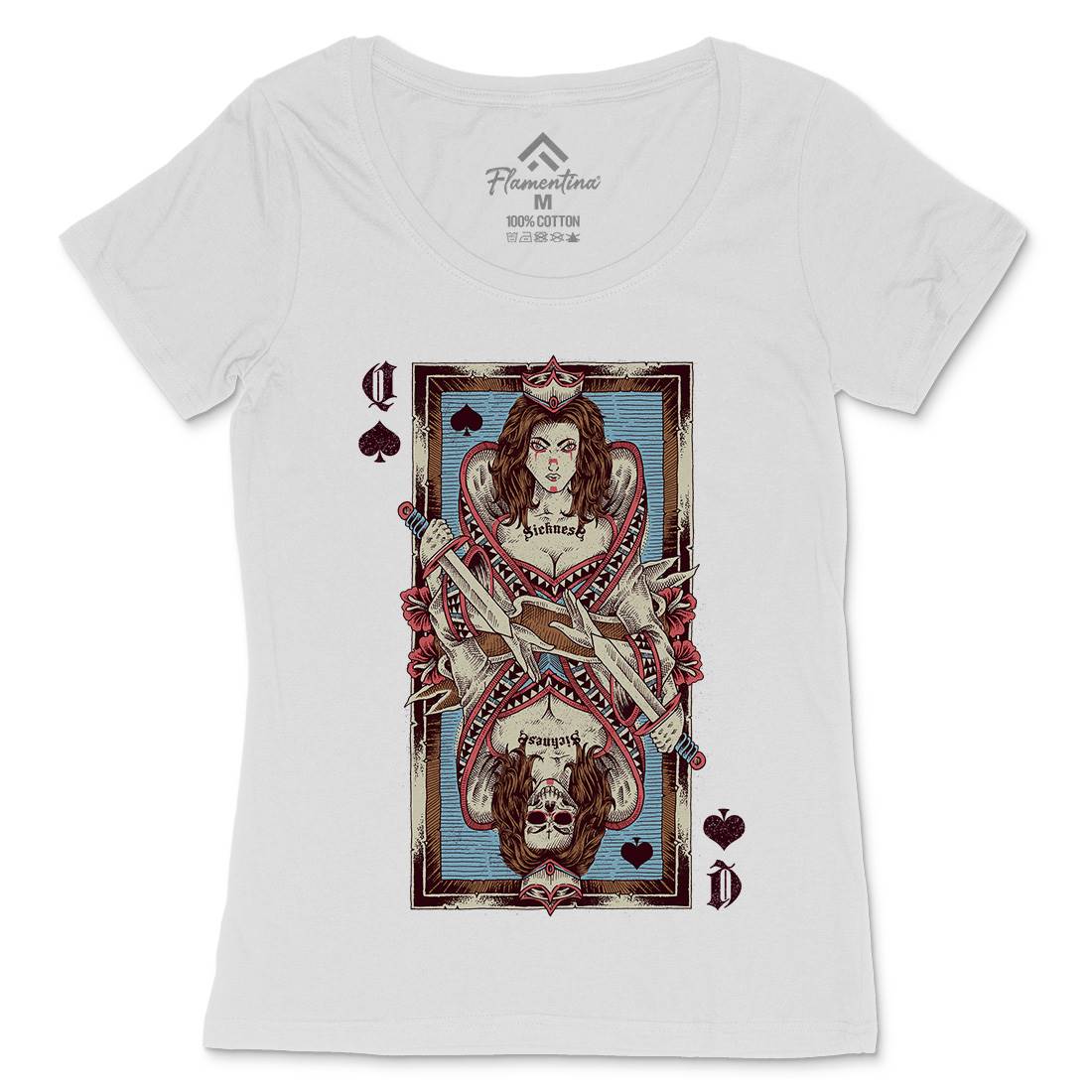 Queen Card Womens Scoop Neck T-Shirt Horror D068