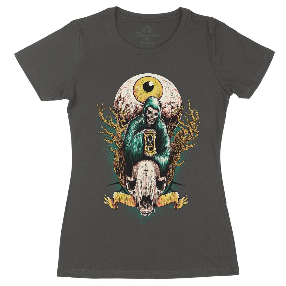 Reaper Eye Womens Organic Crew Neck T-Shirt Horror D069