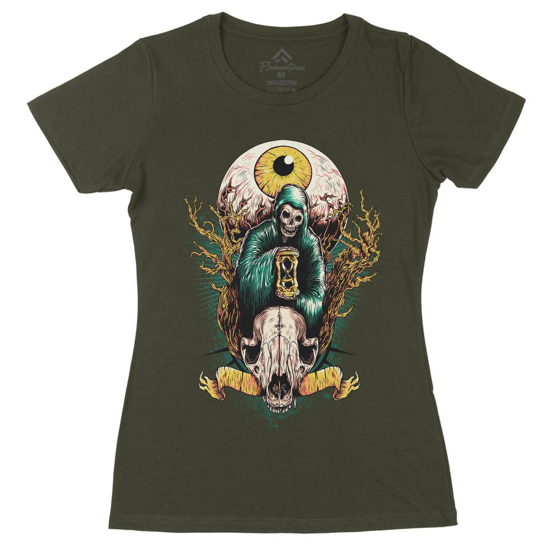Reaper Eye Womens Organic Crew Neck T-Shirt Horror D069