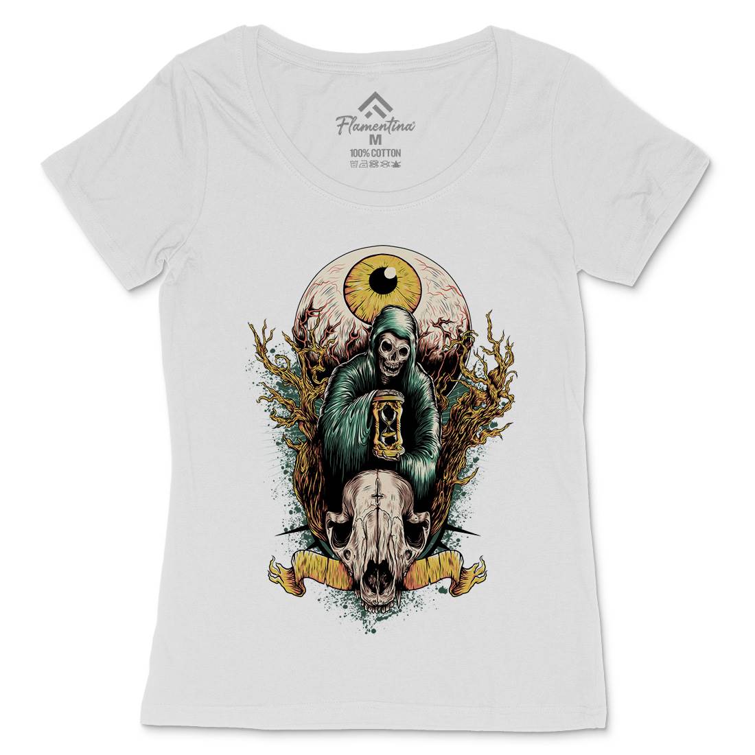 Reaper Eye Womens Scoop Neck T-Shirt Horror D069