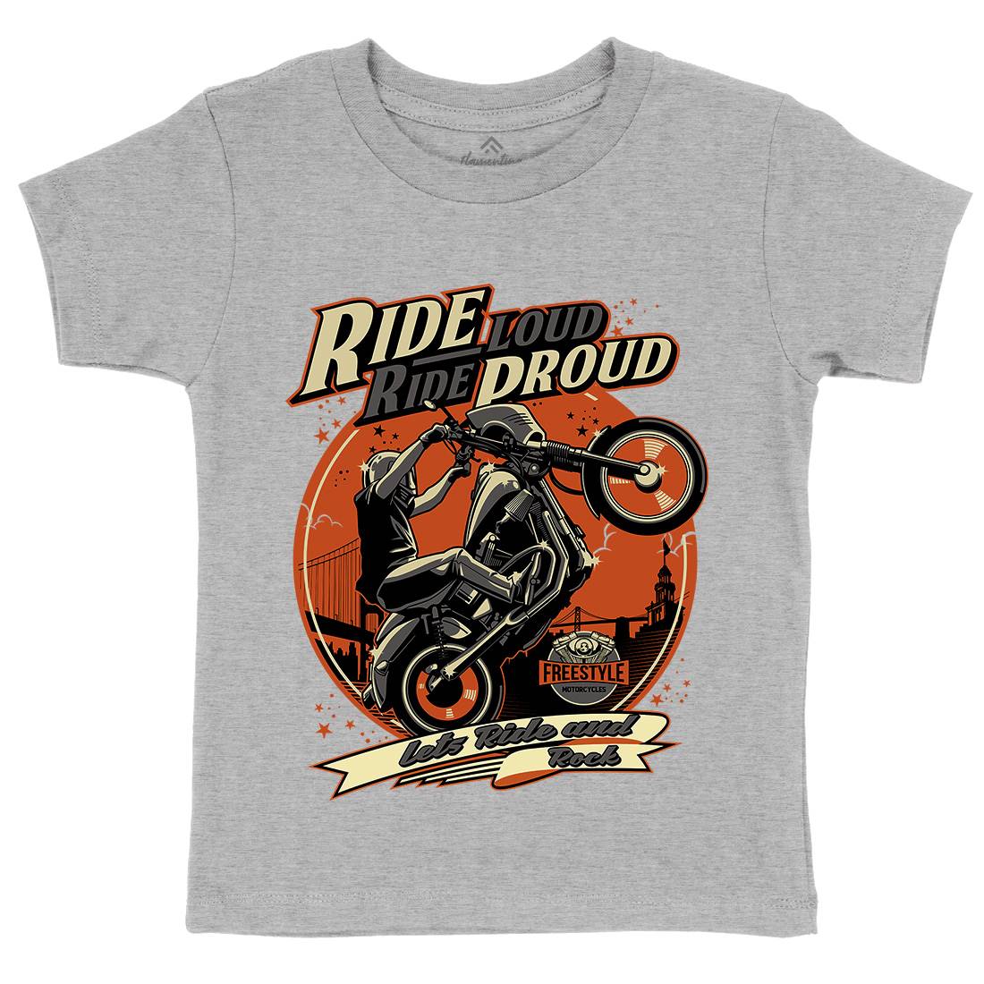 Ride Proud Kids Organic Crew Neck T-Shirt Motorcycles D070