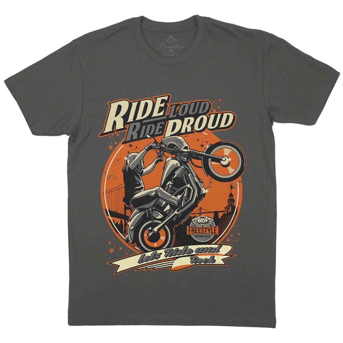 Ride Proud Mens Organic Crew Neck T-Shirt Motorcycles D070