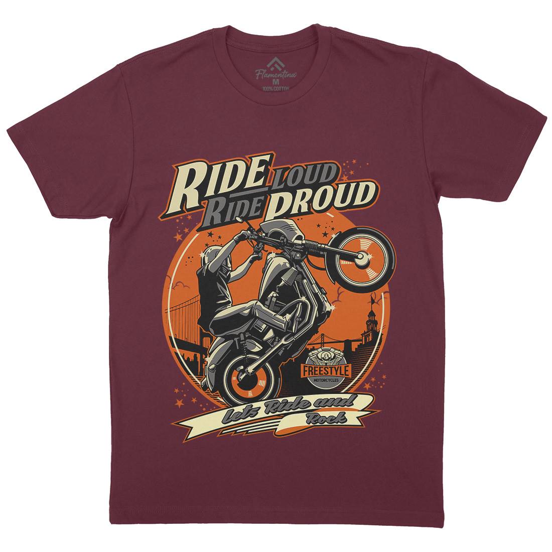 Ride Proud Mens Crew Neck T-Shirt Motorcycles D070