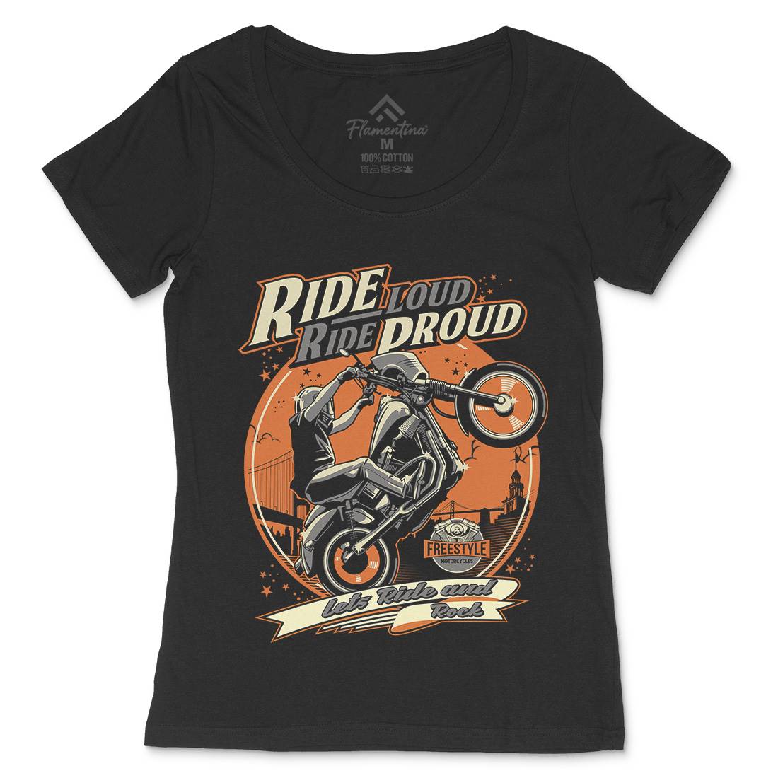 Ride Proud Womens Scoop Neck T-Shirt Motorcycles D070