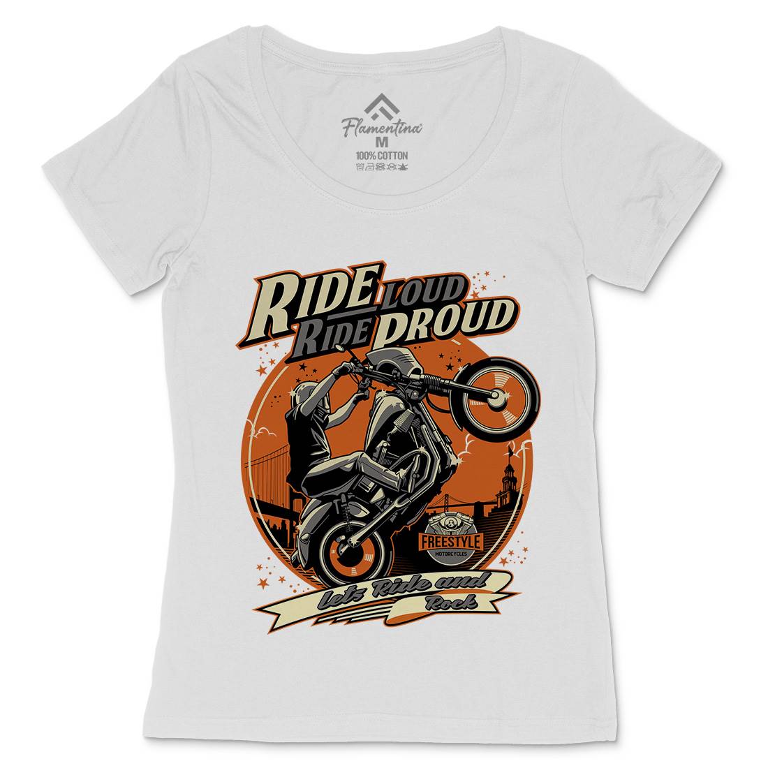 Ride Proud Womens Scoop Neck T-Shirt Motorcycles D070
