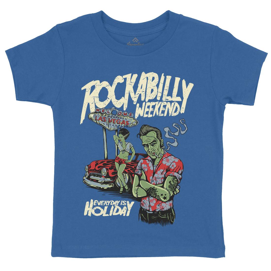 Rockabilly Kids Crew Neck T-Shirt Music D072