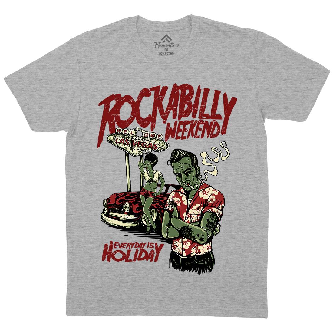 Rockabilly Mens Crew Neck T-Shirt Music D072