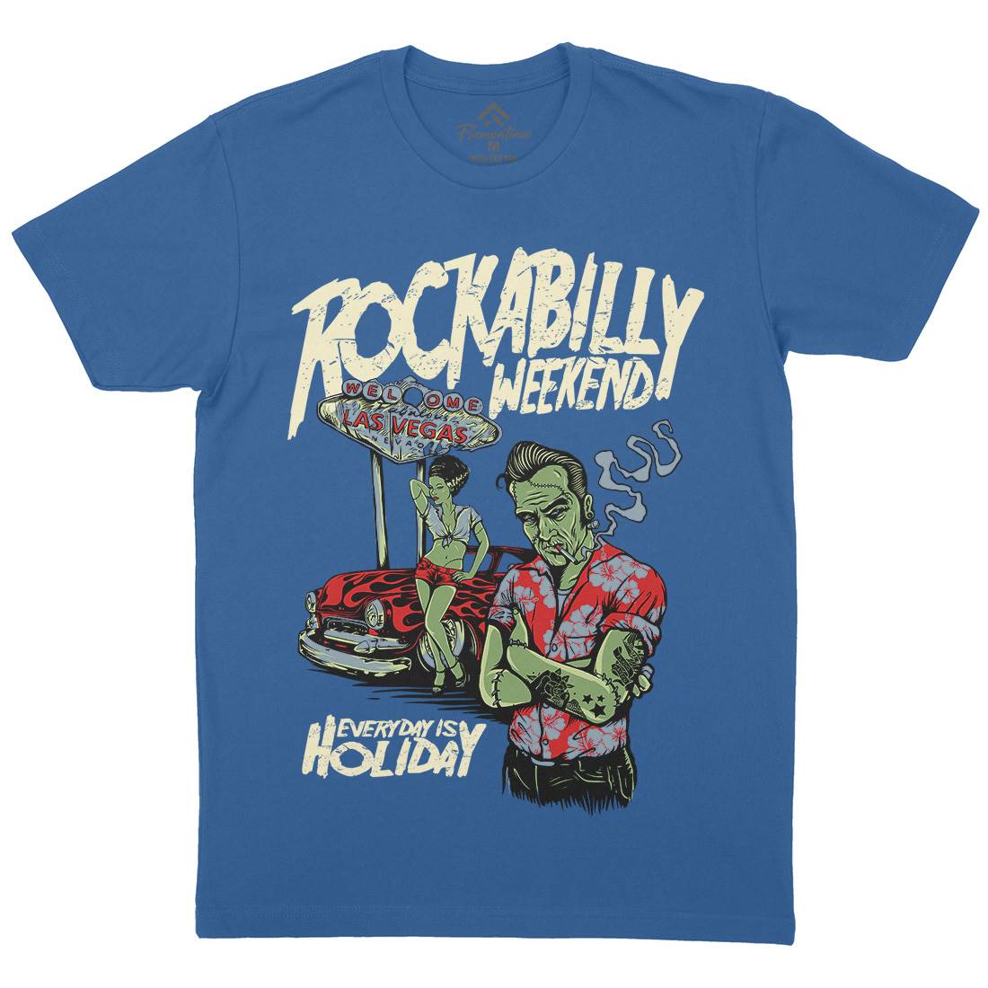 Rockabilly Mens Organic Crew Neck T-Shirt Music D072