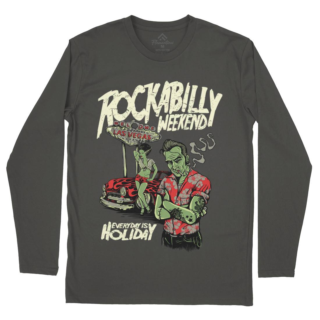 Rockabilly Mens Long Sleeve T-Shirt Music D072