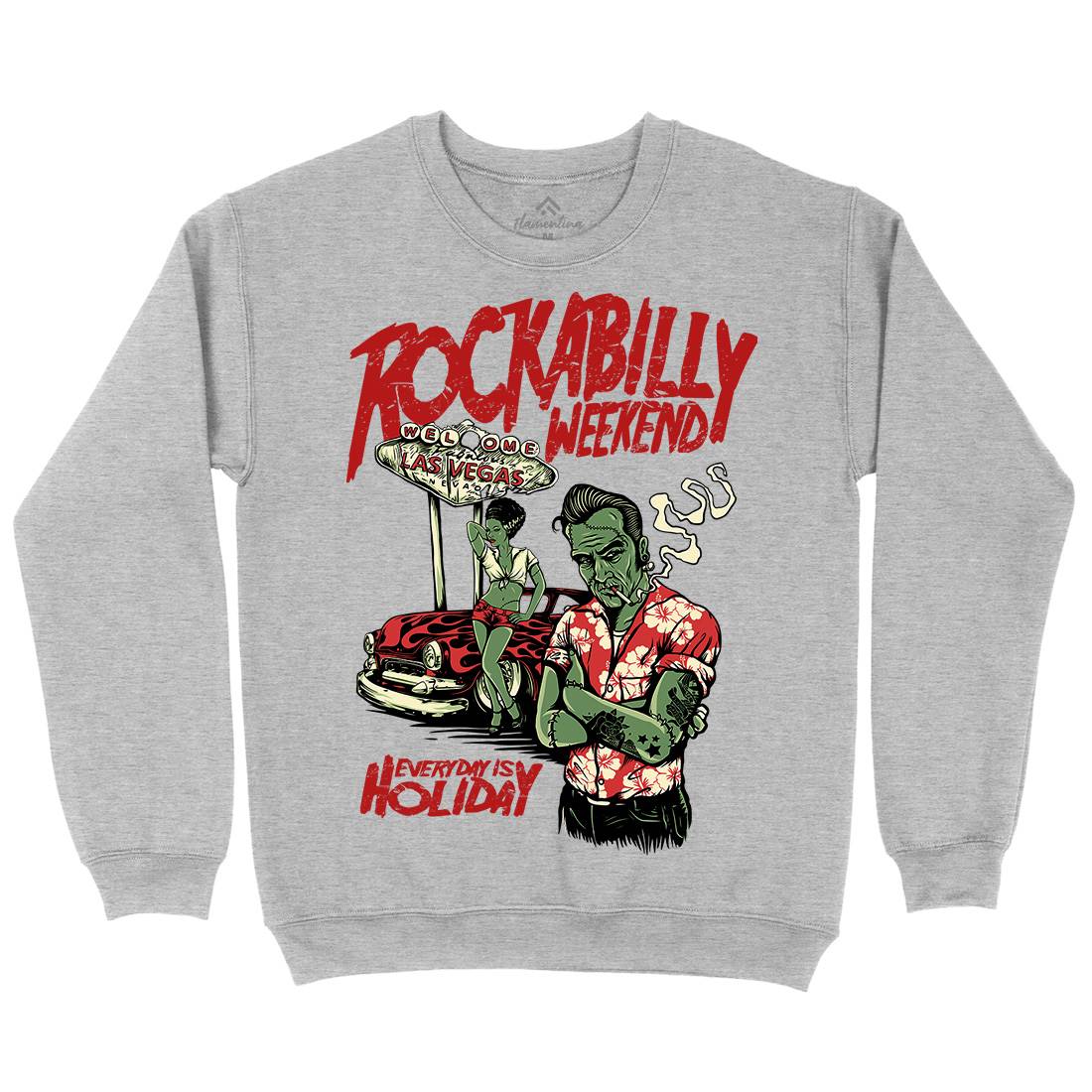 Rockabilly Mens Crew Neck Sweatshirt Music D072