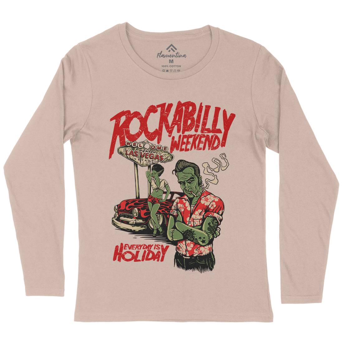 Rockabilly Womens Long Sleeve T-Shirt Music D072