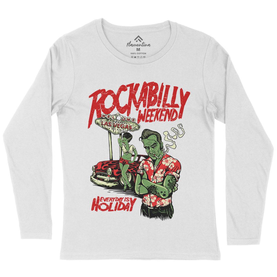 Rockabilly Womens Long Sleeve T-Shirt Music D072