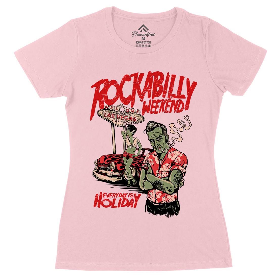 Rockabilly Womens Organic Crew Neck T-Shirt Music D072