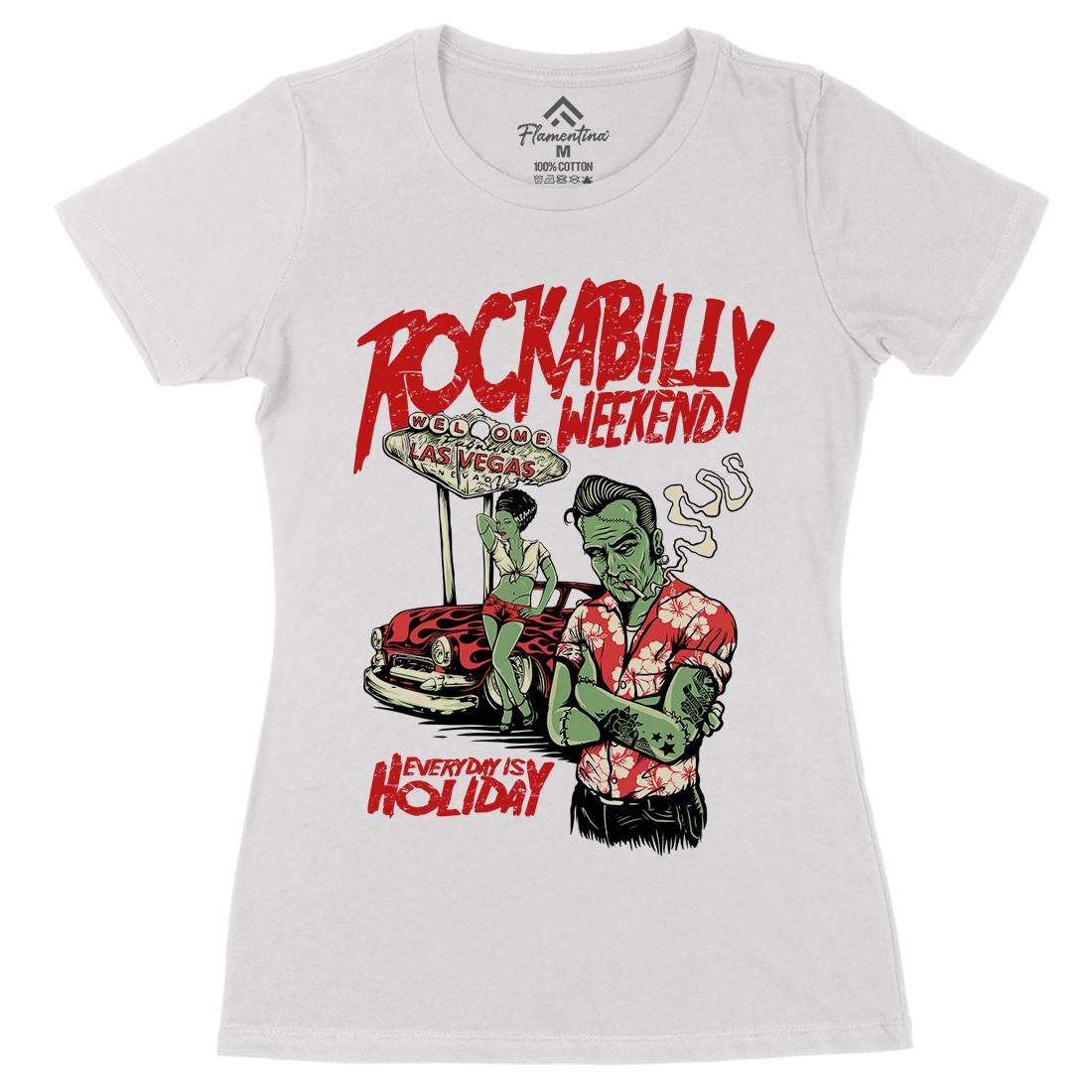 Rockabilly Womens Organic Crew Neck T-Shirt Music D072