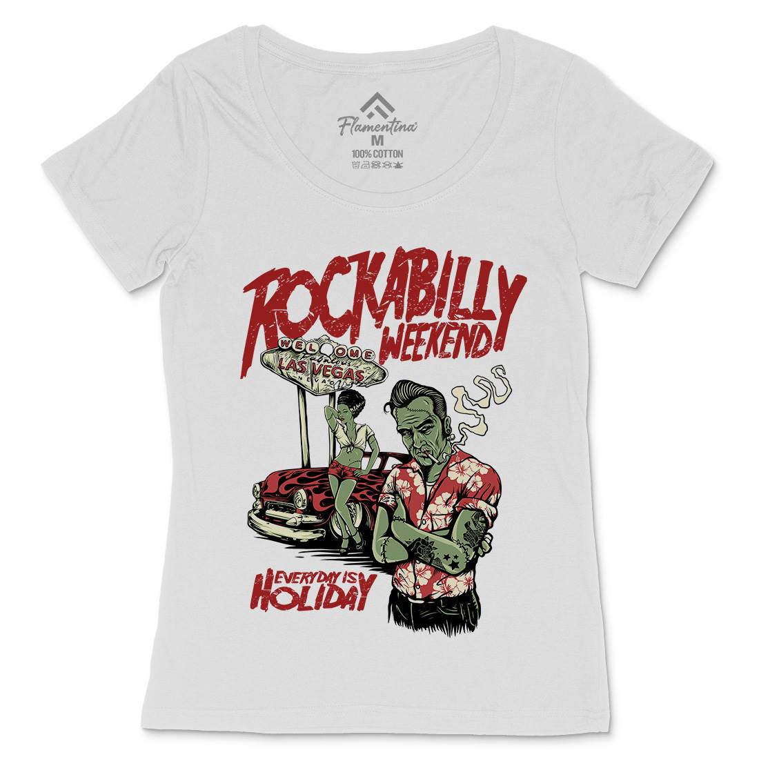 Rockabilly Womens Scoop Neck T-Shirt Music D072